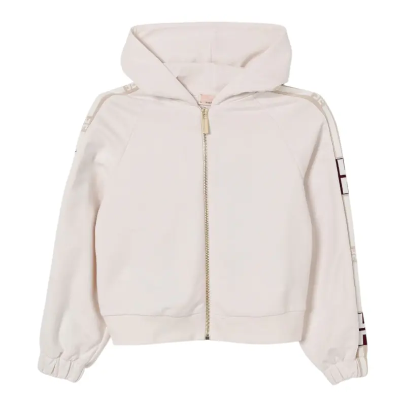 Elisabetta Franchi Felpa con Zip E Cappuccio Tjnta Unita Panna per Neonata