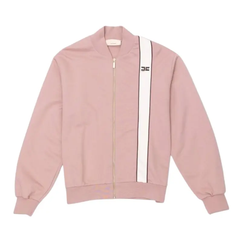Elisabetta Franchi Felpa con Zip tinta unita Ocn Logo Rosa per Bambina