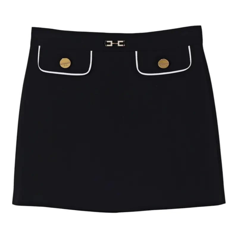 Elisabetta Franchi Gonna Tinta Uniita con Logo Nero per Bambina