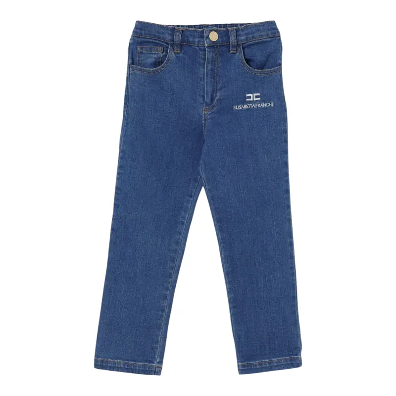 Elisabetta Franchi Jeans tinta unita con Elastico In Vita Azzurro per Neonata