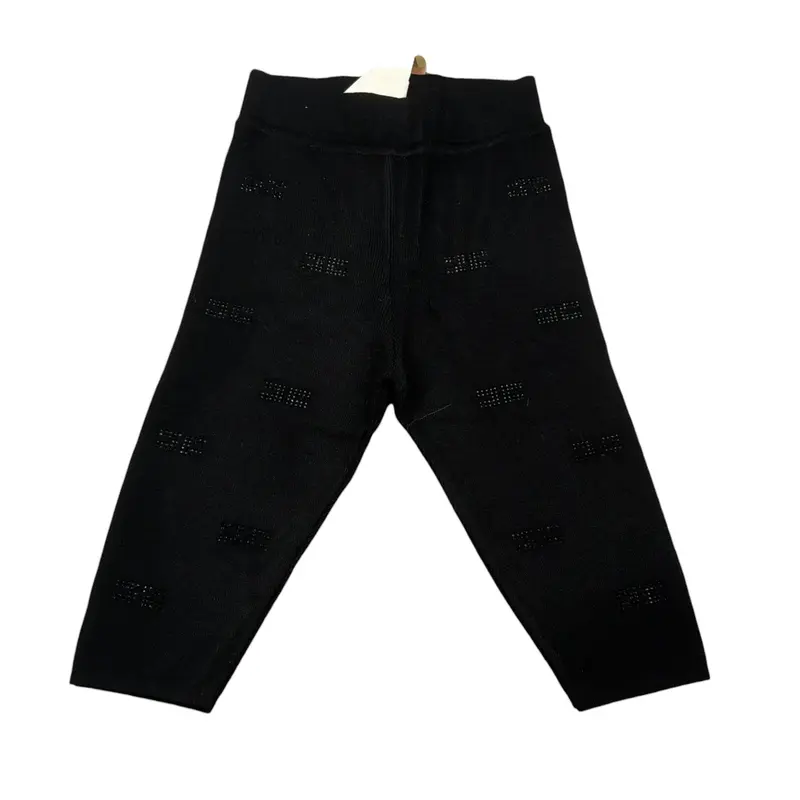 Elisabetta Franchi Leggins In Maglia tinta unita con Brillantini Nero per Neonata