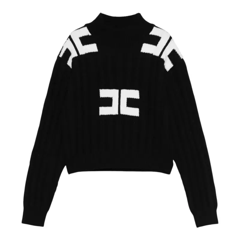 Elisabetta Franchi Maglia Mezzo Collo tinta unita Nero per Bambina