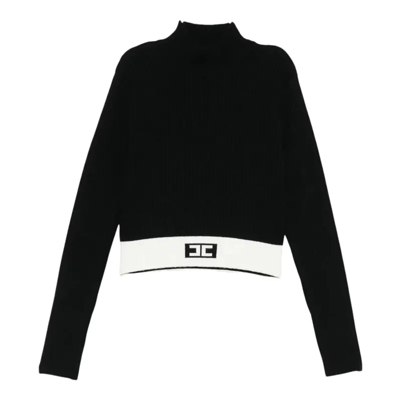 Elisabetta Franchi Maglia Mezzo Collo tinta unita Nero per Bambina