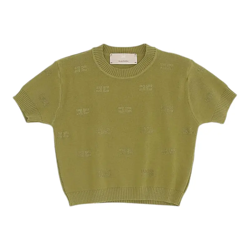 Elisabetta Franchi Maglia tinta unita con Brillantini Verde per Bambina