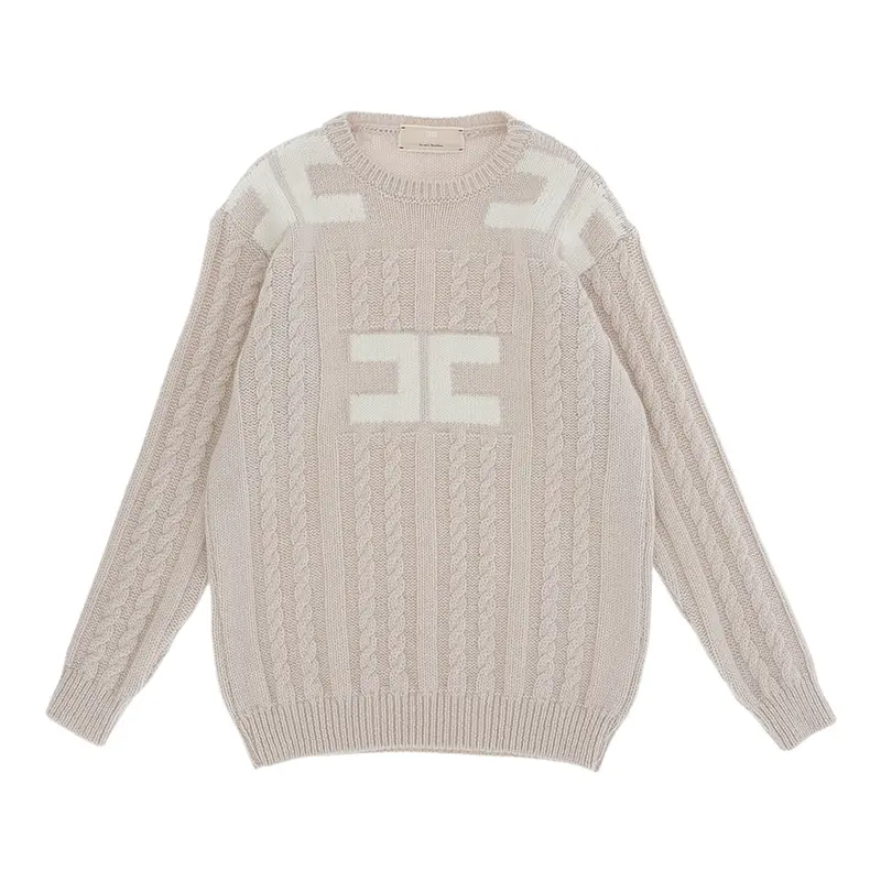 Elisabetta Franchi Maglia tinta unita Girocollo con Logo Rosa per Bambina