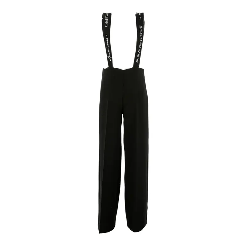 Elisabetta Franchi Pantalone tinta unita con Bretelle Nero per Bambina
