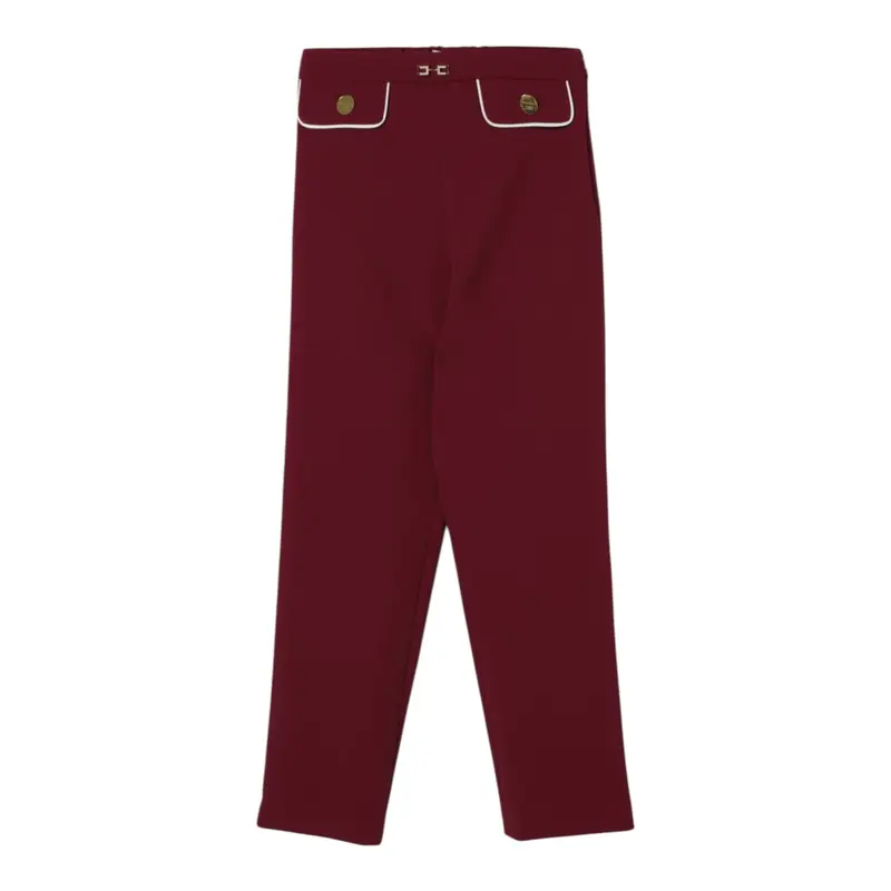 Elisabetta Franchi Pantalone tinta unita con Elastico In Vita Bordeaux per Bambina