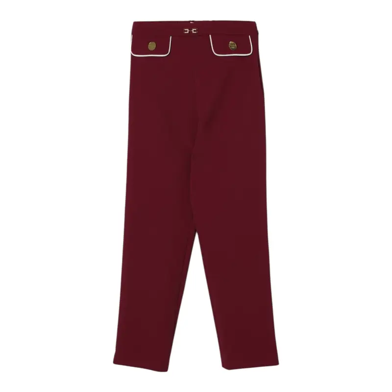 Elisabetta Franchi Pantalone tinta unita con Elastico In Vita Bordeaux per Bambina