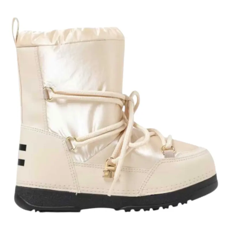 Elisabetta Franchi Stivali Neve tinta unita con Logo Crema per Bambina