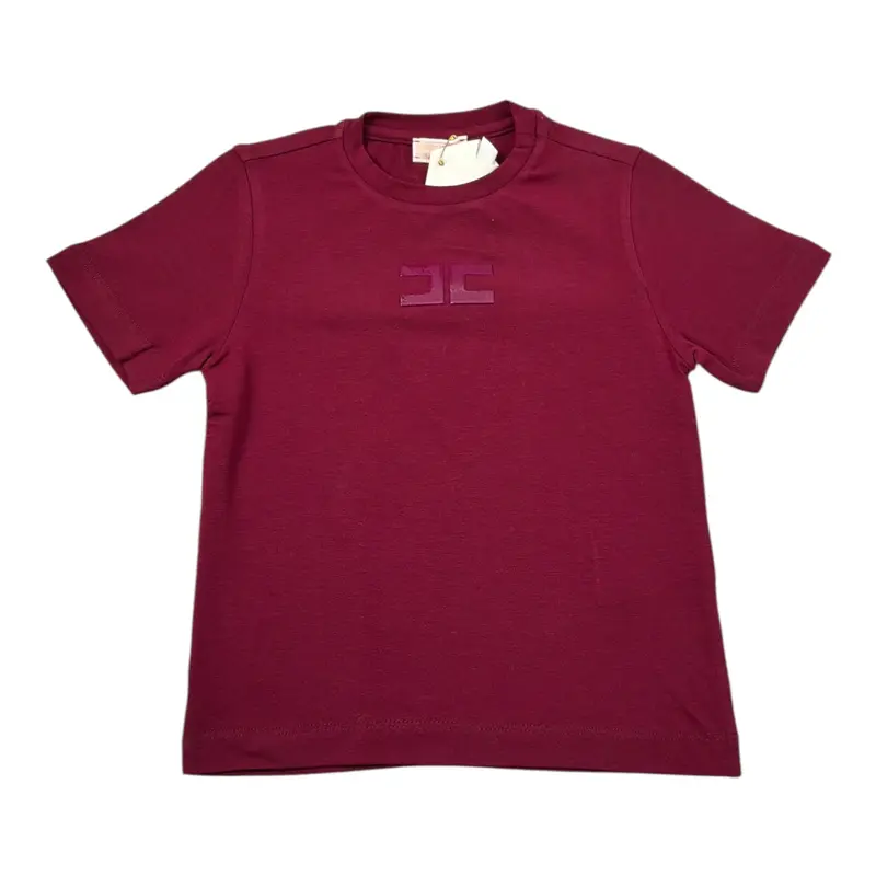 Elisabetta Franchi T-Shirt Girocollo tinta unita con Stampa Bordeaux per Neonata
