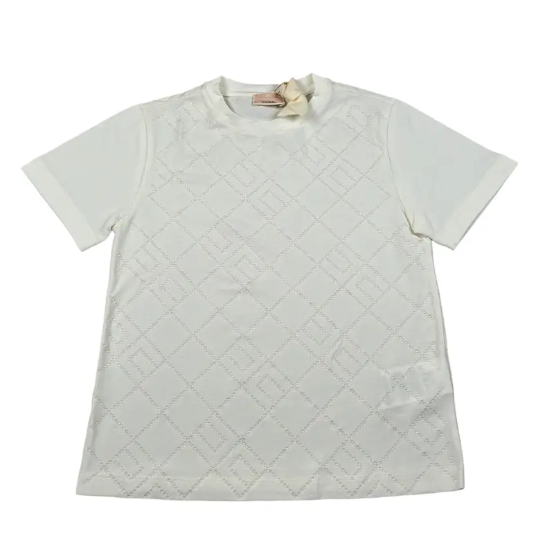 Elisabetta Franchi T-Shirt Girocollo tinta unita Panna per Bambina