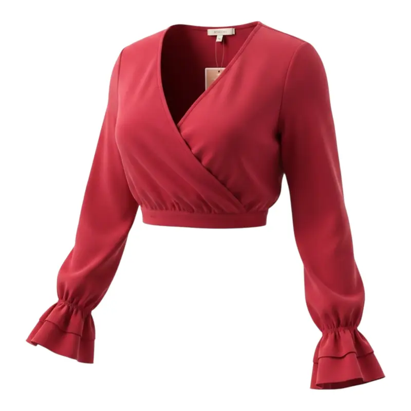 Elisabetta Franchi Top tinta unita con Manica Rouches Fragola per Bambina