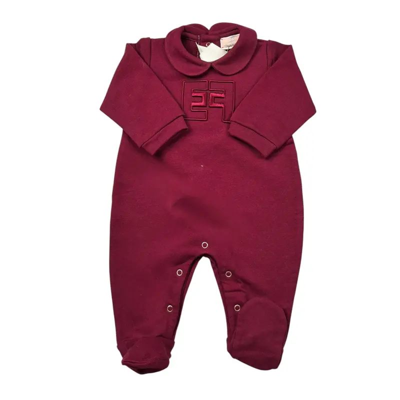 Elisabetta Franchi Tutina tinta unita con Logo Bordeaux per Neonata