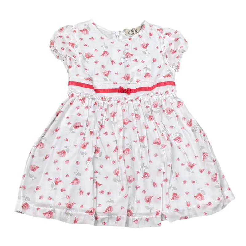 Emc Abito tinta unita con Fantasia Fiori Bianco per Neonata