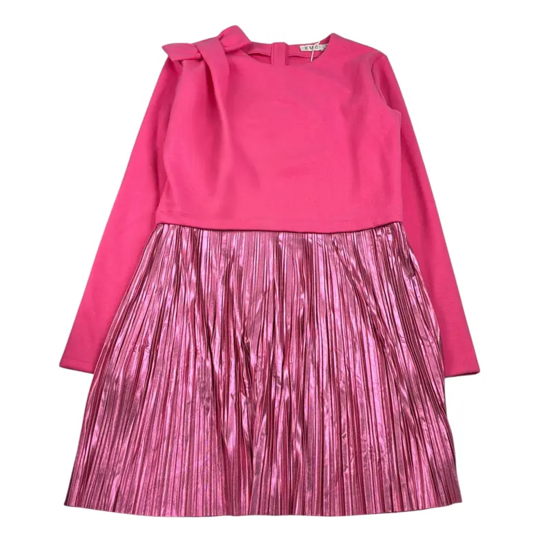 Emc Abito tinta unita Manica Lunga Fuxia per Bambina