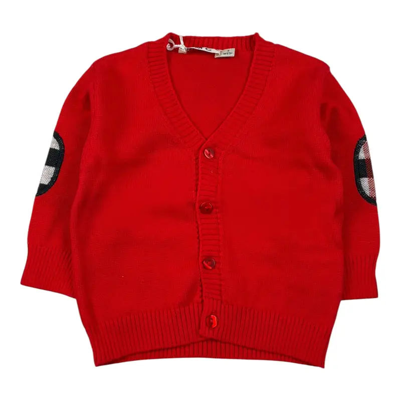Emc Cardigan tinta unita con Bottoni Rosso per Neonato