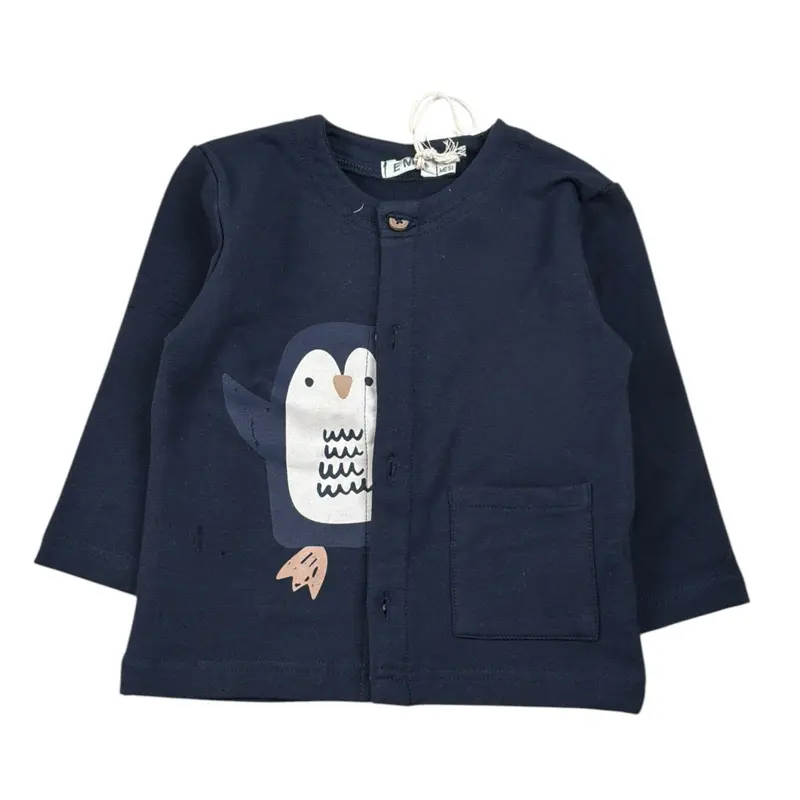 Emc Cardigan tinta unita con Stampa Blu per Neonato