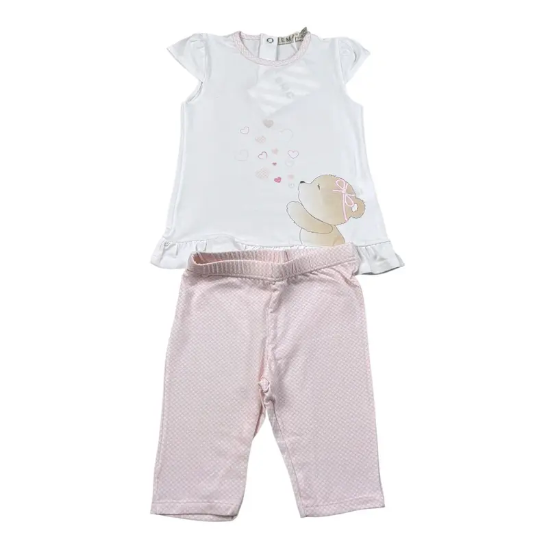 Emc Completo 2Pz T-Shirt-Leggins Bicolore Bianco/Rosa per Neonata