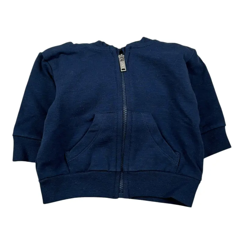 Emc Felpa tinta unita con Zip E Cappuccio Blu per Neonato
