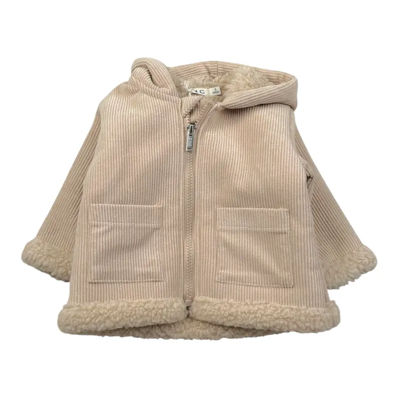Emc Giubbino tinta unita con Zip E Cappuccio Beige per Neonato