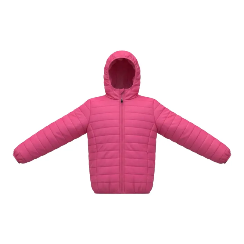 Emc Giubbino tinta unita con Zip E Cappuccio Fuxia per Bambina