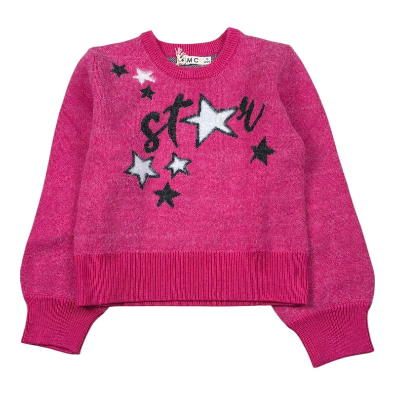 Emc Maglia tinta unita con Stampa Fuxia per Bambina