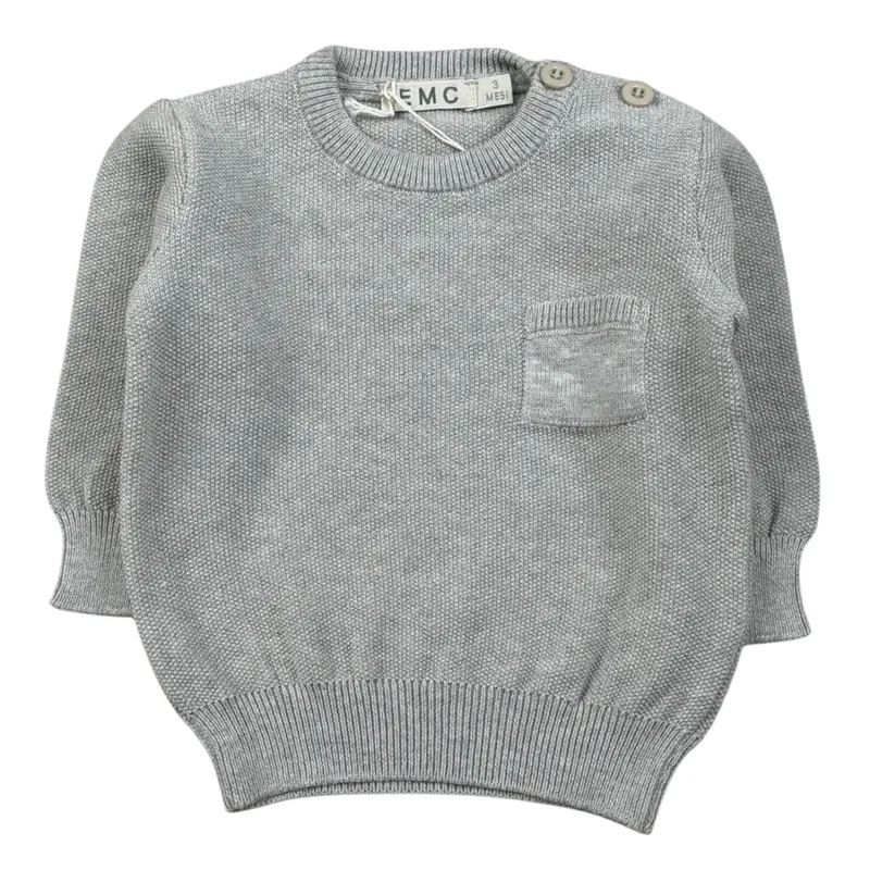 Emc Maglia tinta unita con Taschino Grigio per Neonato