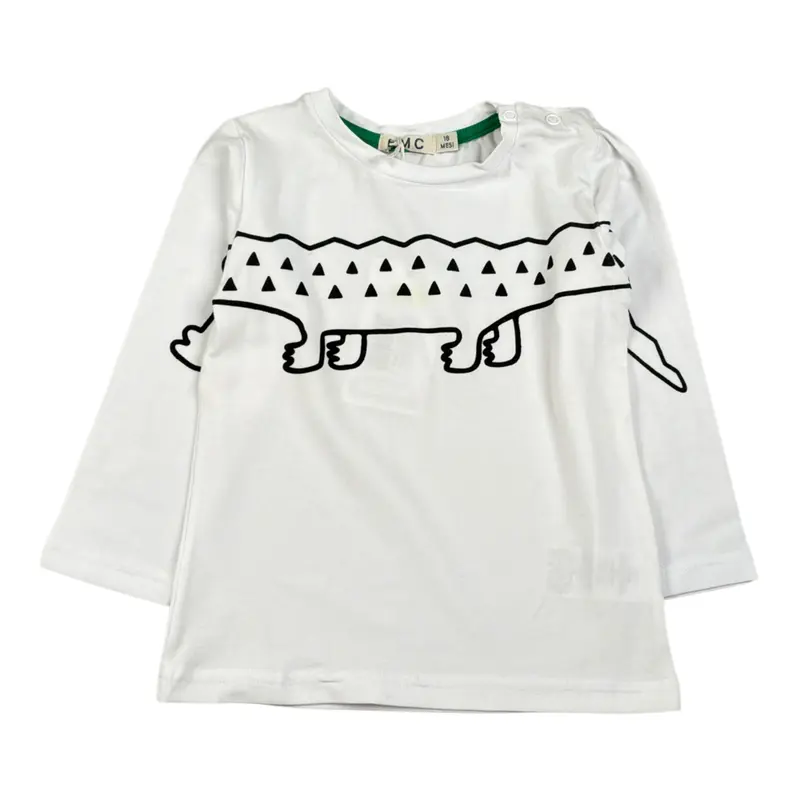Emc Shirt Girocollo tinta unita con Stampa Bianco per Neonato