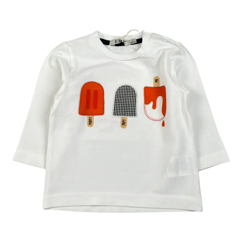 Emc Shirt Girocollo tinta unita con Stampa Bianco per Neonato