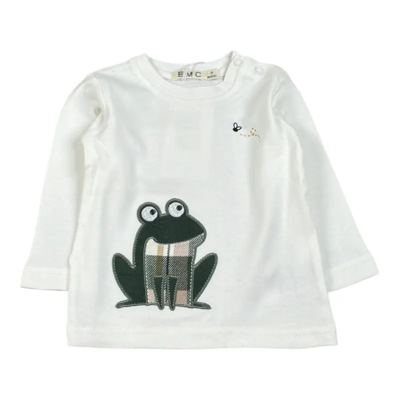 Emc Shirt Girocollo tinta unita con Stampa Bianco per Neonato