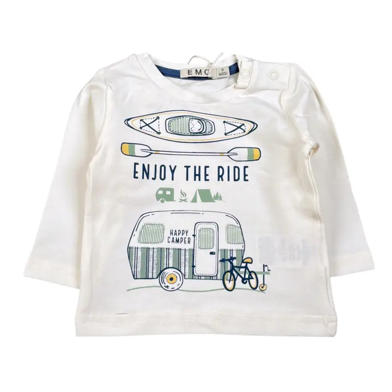 Emc Shirt Girocollo tinta unita con Stampa Bianco per Neonato