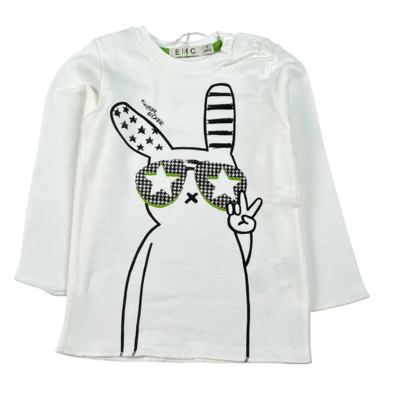 Emc Shirt Girocollo tinta unita con Stampa Bianco per Neonato
