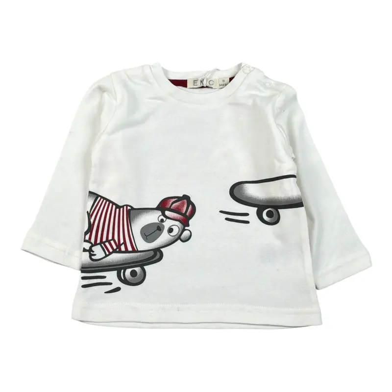 Emc Shirt Girocollo tinta unita con Stampa Bianco per Neonato