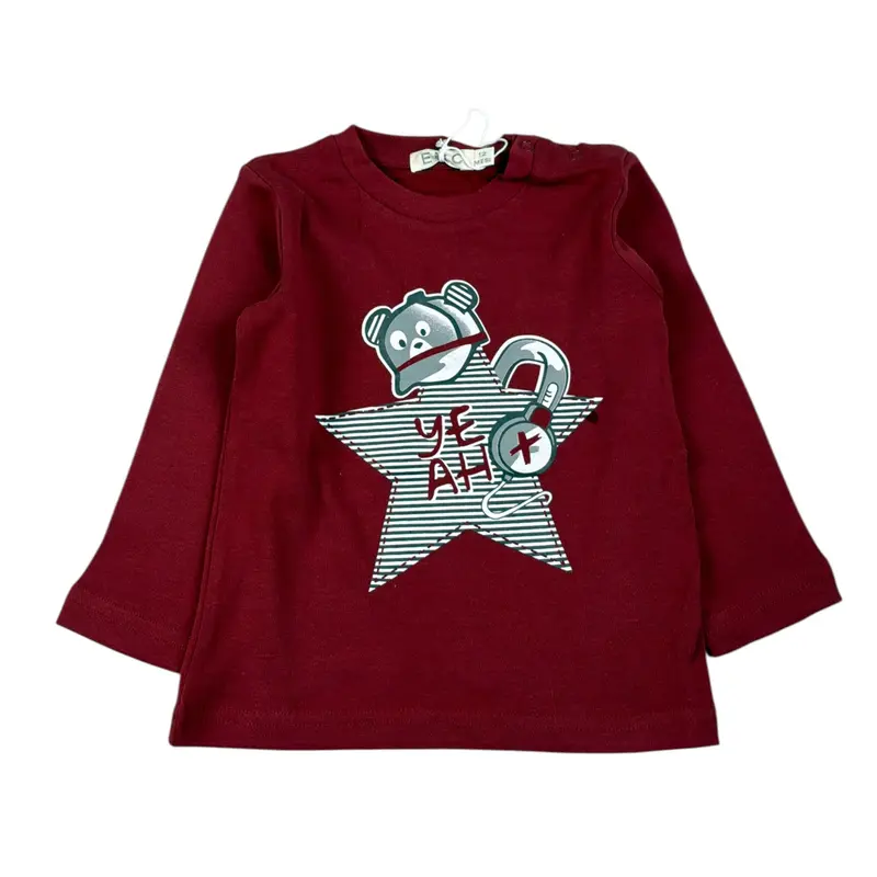 Emc Shirt Girocollo tinta unita con Stampa Bordeaux per Neonato