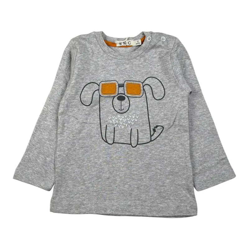 Emc Shirt Girocollo tinta unita con Stampa Grigio per Neonato