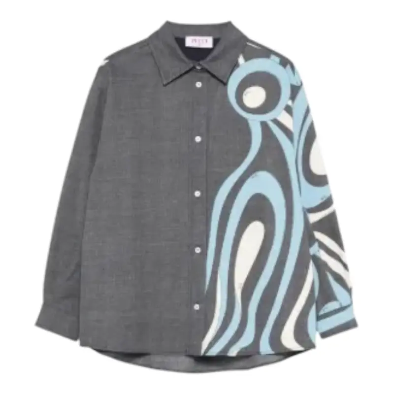 Emilio Pucci Camicia tinta unita con Fantasia Grigio per Bambina