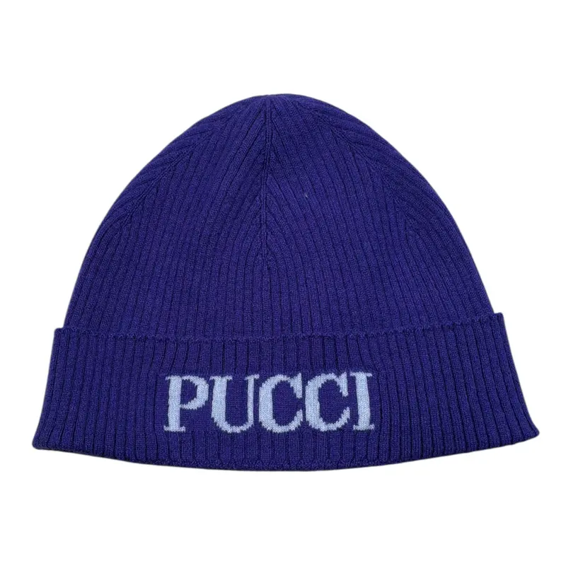Emilio Pucci Cappello tinta unita con Logo Viola per Bambina
