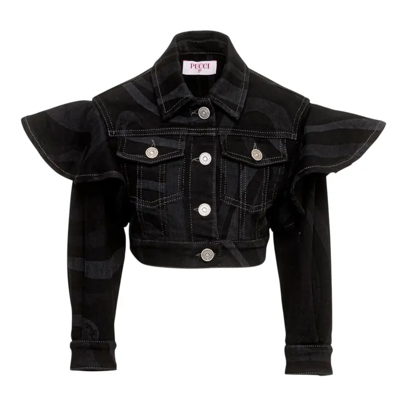 Emilio Pucci Giubbino In Denim tinta unita Nero per Bambina