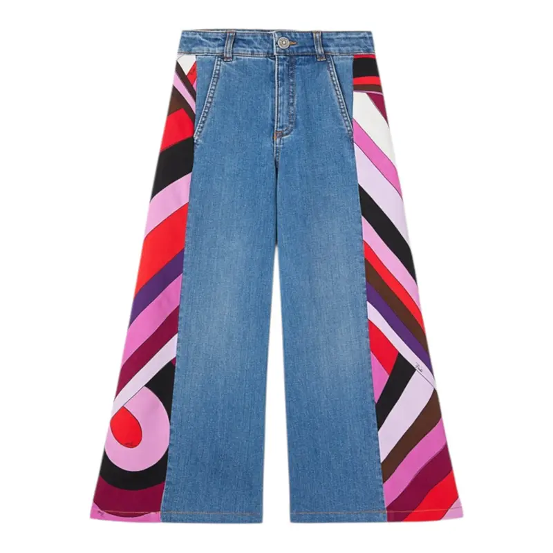 Emilio Pucci Jeans tinta unita con Profili In Contrasto Azzurro per Bambina