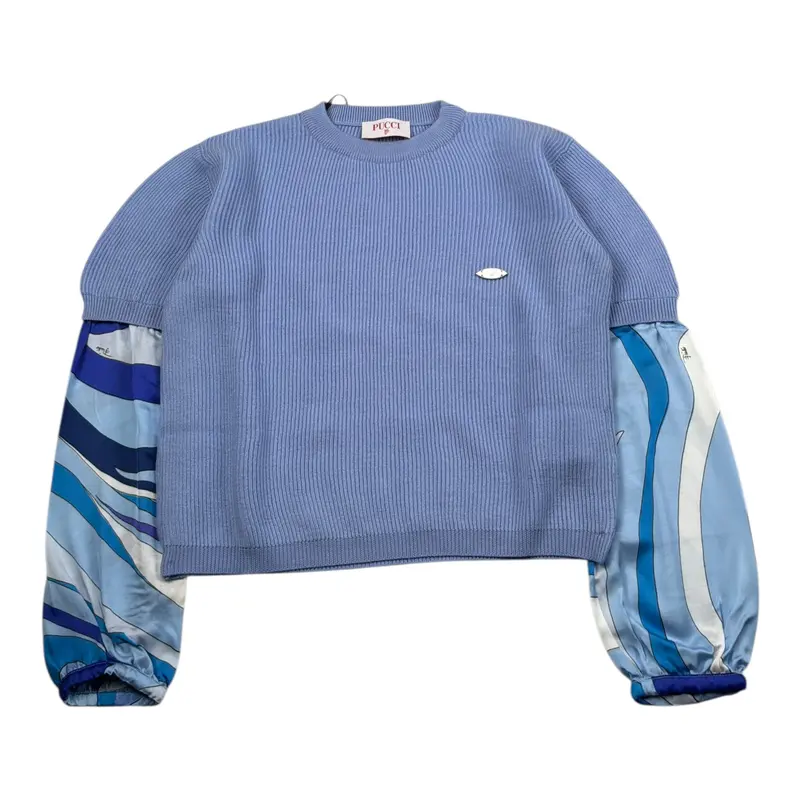 Emilio Pucci Maglia tinta unita con Fantasia Azzurro per Bambina