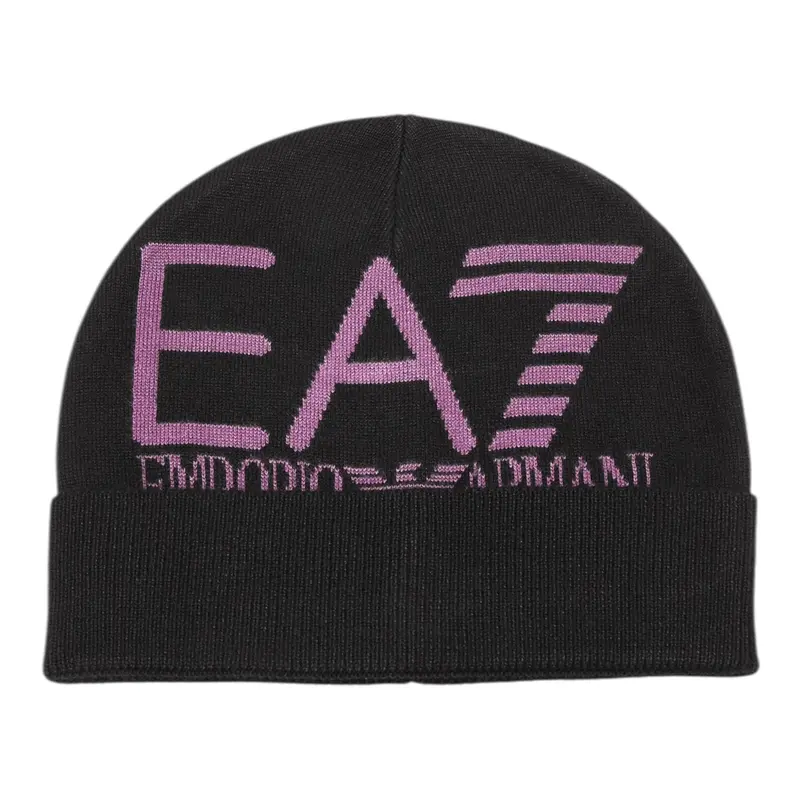 Emporio Armani Cappello tinta unita con Logo Nero per Bambina