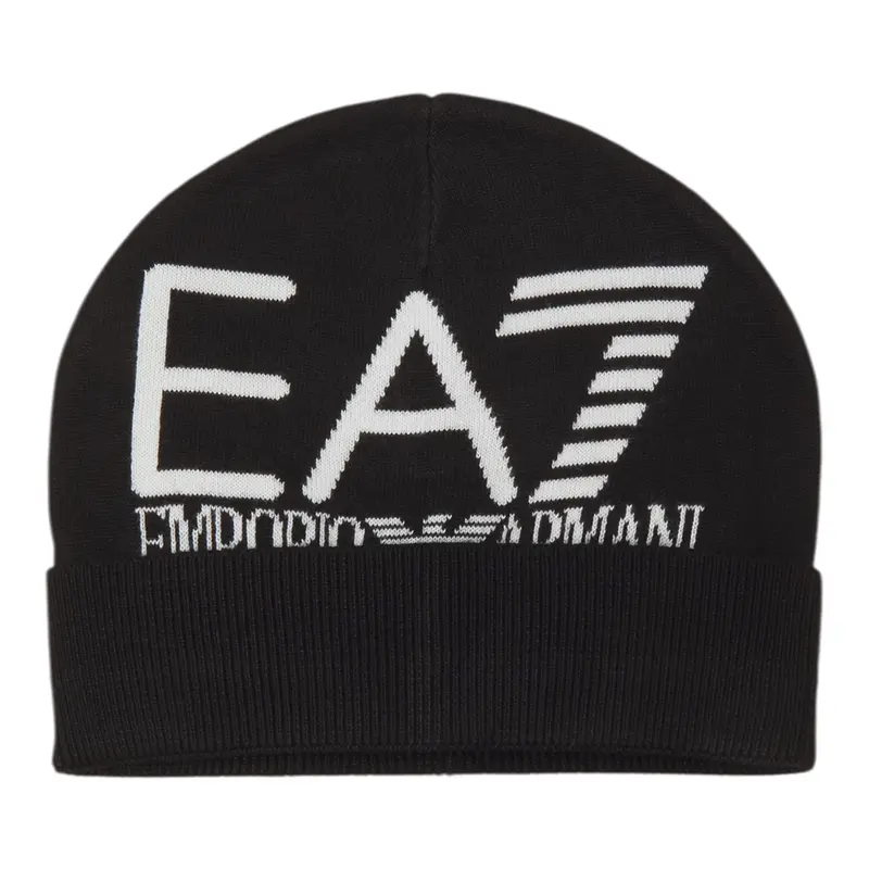 Emporio Armani Cappello tinta unita con Logo Nero per Bambino