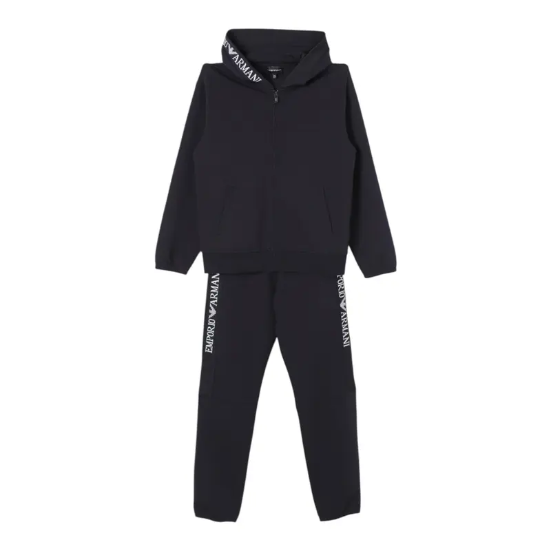 Emporio Armani Completo 2 Pezzi Felpa-Pantalone Tinta Uita Blu per Bambino