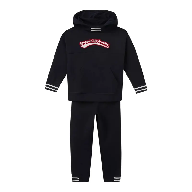 Emporio Armani Completo 2 Pezzi Felpa-Pantalone tinta unita Blu per Bambino