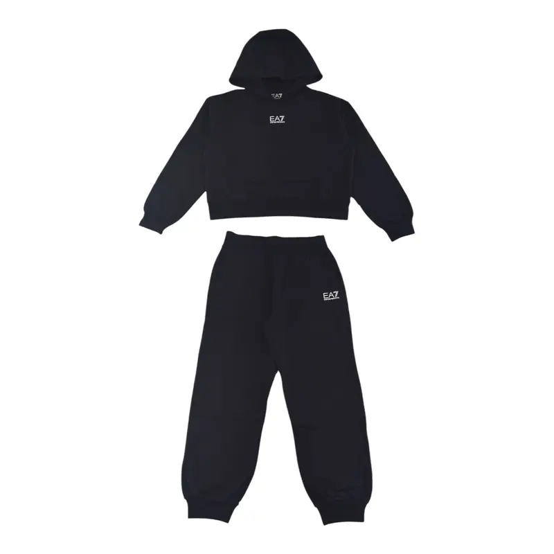 Emporio Armani Completo 2 Pezzi Felpa-Pantalone tinta unita Nero per Bambina