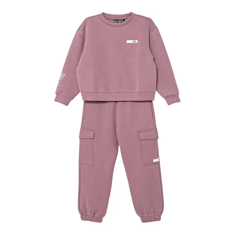 Emporio Armani Completo 2 Pezzi Felpa-Pantalone tinta unita Viola per Bambina