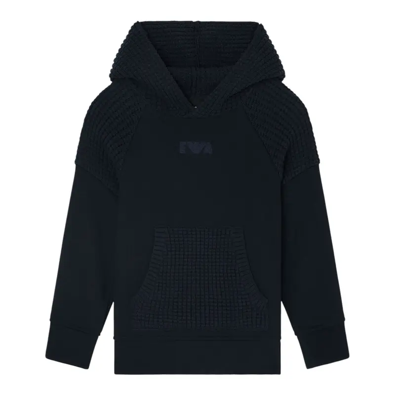 Emporio Armani Felpa Chiusa con Cappuccio tinta unita Blu per Bambino