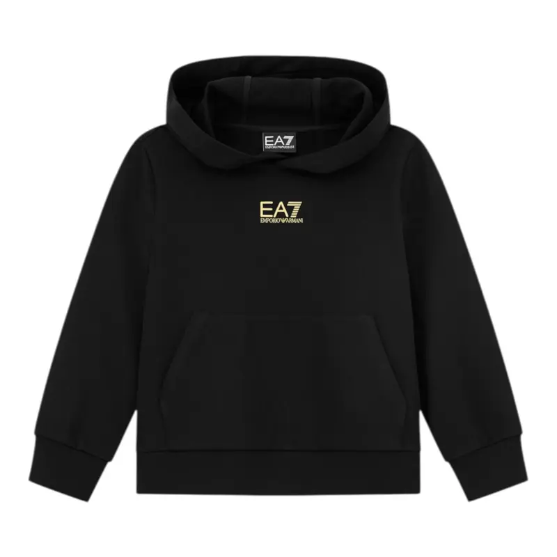 Emporio Armani Felpa Chiusa con Cappuccio tinta unita Nero per Bambino