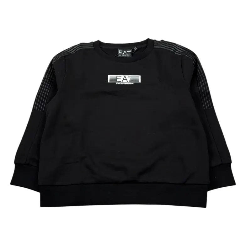 Emporio Armani Felpa Chiusa Girocollo tinta unita con Logo Nero per Bambino