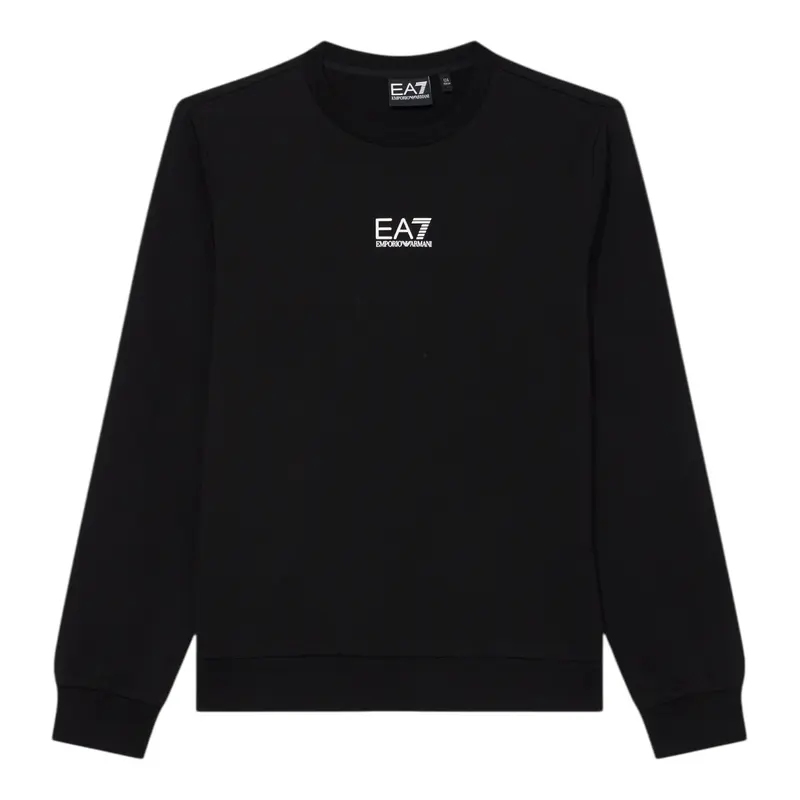 Emporio Armani Felpa Chiusa Girocollo tinta unita con Logo Nero per Bambino